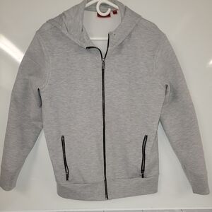 HUGO Boss Gray MEDIUM Hoodie Zip-Up Men's Sweater Half Blend Soft Cozy